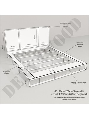 Deryawood Nova Masif Ahşap Çift Kişilik Karyola 200X200 - Açık Ceviz Renk