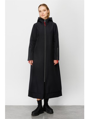 Micca Rouge Detay Comfort Kumaş İçi Polar Kaplı Rahat Spor Manto Kaban-Siyah