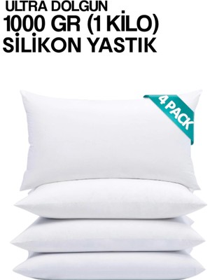 İz Concept 4 Adet Ultra Dolgun 1000 gr Uyku Yastığı %100 Hcs Silikon Yıkanabilir En Dolgun Kiloluk Yastık