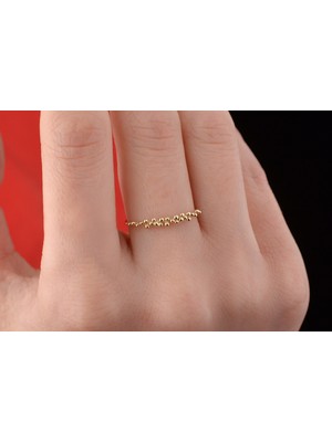 Onseva Kuyumculuk Kadın 14 Ayar Baloncuk Yüzük, Altın Nokta Yüzük 14 Ayar Yüzük