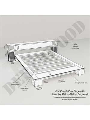 Deryawood Mar Masif Ahşap Tek Kişilik Karyola 120X200 - Açık Ceviz Renk