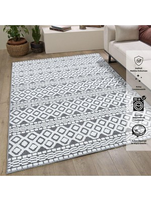 Giza Home Chenille Gri Yumuşak Yıkanabilir Çocuk Odası Oturma Odası Salon Mutfak Halısı N2 100 x 180 cm