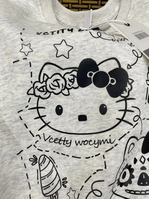 Favorim50Ton Gri Melanj Hello Kitty - Vctity Kitty (Unisex) Uzun Kollu