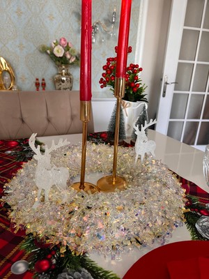 Aydizaynn Yılbaşı masa çelengi garland noel simli çember sofra yeniyıl christmas 36cm