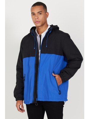 Altınyıldız Classics Erkek Siyah-Saks Standart Fit Normal Kesim Dik Yaka Soğuk Geçirmez İçi Polarlı Yan Cep Mont