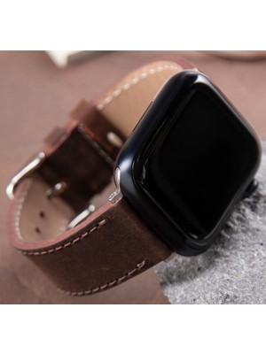 Vagave Apple Watch 42MM 44MM 45MM 49MM 3 / 4 / 5 / 6 / Se / 7 / 8 / 9 Ultra Ultra 2 Deri Kordon Hakiki Kahverengi Deri Kayış