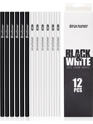 Luoxinguo Siyah ve Beyaz Brutfuner 12/24/48 Renk Yağlı Ahşap Metal Renkli Kalemler Suluboya Kalem Kroki Çizim Kalem Seti Boyama Sanat Malzemeleri (Yurt Dışından)