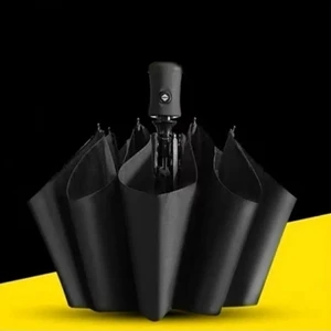 Unisex Siyah Tam Otomatik Rüzgarda Kırılmayan Şemsiye