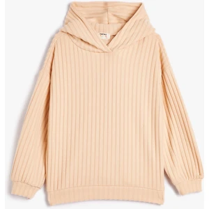 Kapşonlu Sweatshirt Fitilli Yumuşak Dokulu