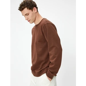Basic Sweat Bisiklet Yaka Dikiş Detaylı Uzun Kollu
