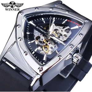 GMT1225-6 Kazanan Spor Stil Erkek Saatleri Şeffaf Mekanik Izle Üçgen Aydınlık Işaretçiler ile Otomatik Askeri Kol Saati (Yurt Dışından)