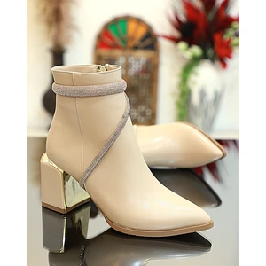1761-248028 Tpu Tabanlı Ayna Ökçeli Kadın Klasik Bot - NKT01761-NUDE-37