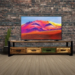 Almond Doğal Ahşap Çekmeceli Tv Ünitesi -140 x 45 x 55  cm -Ceviz Renk
