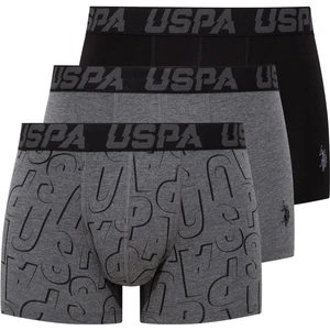 U.S. Polo Assn. Erkek Siyah - Antrasit -Baskılı 3'lü Boxer