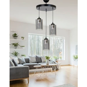 Dora Black Füme Glass Lüx 3 Salon Avize, Cam Avize, Antre Avize, Oturma Odası Avize