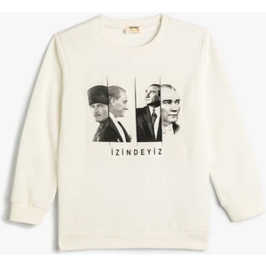 Atatürk Baskılı Sweatshirt Uzun Kollu Bisiklet Yaka