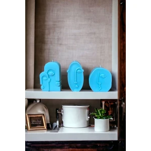 Iskandinav Tarzı %100 Doğal Soya Wax Mora Mora Kokulu Mum | Soyut Insan Yüzü 3'lü Set