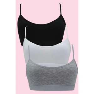 Mood Agenda Kız Çocuk 3'lü Pedli Pamuklu Ince Askılı Büstiyer Günlük Alıştırma Sütyeni