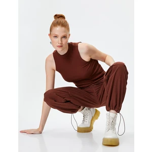 Paraşüt Pantolon Oversize Kargo Cepli Beli ve Paçaları Lastikli Pamuklu