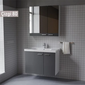 Çizgi 80 cm Antrasit Banyo Dolabı