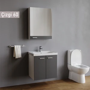 Çizgi 60 cm Antrasit Banyo Dolabı