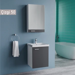 Çizgi 50 cm Antrasit Banyo Dolabı