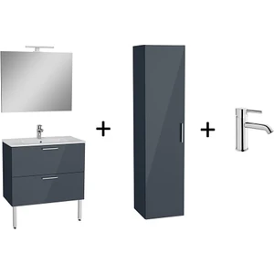 Banyo Mobilyası Seti, Antrasit, 80 cm, Ayaklı, Çekmecelicontent_copy