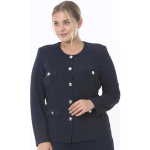 Ladies First Büyük Beden 3836 Lacivert Tek Ceket