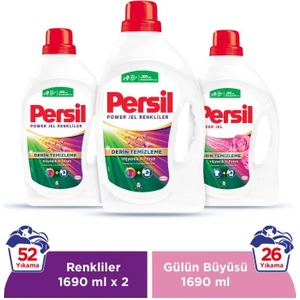 Sıvı Çamaşır Deterjanı 3 x 1690 ml (52 Yıkama Color + 26 Yıkama Gülün Büyüsü)
