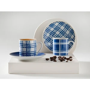English Home Valentine Porselen 4 Parça 2 Kişilik Kahve Fincan Takımı 80 ml Lacivert