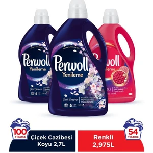 Hassas Bakım Sıvı Çamaşır Deterjanı 3'lü Set (2 x 2,75 lt Çiçek Cazibesi Koyu Renkler + 1 x 2,97 lt Renkli)