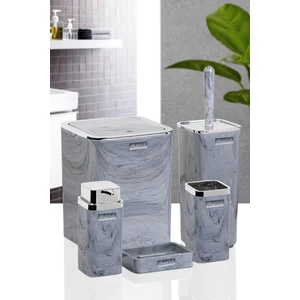 Okyanus Home Kare Mermer Desenli 5'li Banyo Seti