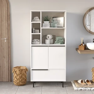 Robin Home Lidya Banyo Dolabı Çok Amaçlı Dolap 3 Kapaklı Metal Ayaklı Beyaz
