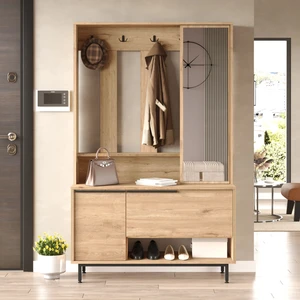 Robin Home Lidya Portmanto Vestiyer Ayakkabılık Aynalı Metal Ayaklı Sepet