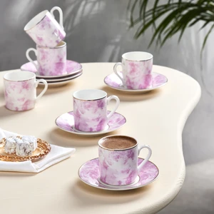 Kuvars 6 Kişilik Kahve Fincanı Pembe 80 ml