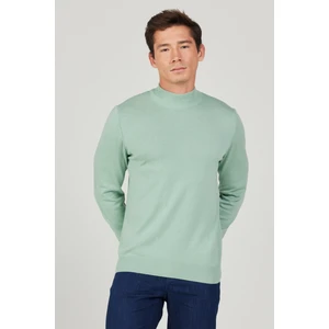 ALTINYILDIZ CLASSICS Erkek Su Yeşili Standart Fit Normal Kesim Yarım Balıkçı Yaka Pamuklu Triko Kazak