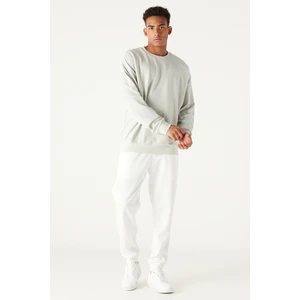 Altınyıldız Classics Erkek Su Yeşil Oversize Bol Kesim Bisiklet Yaka Baskılı Pamuklu Sweatshirt