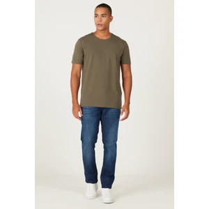 ALTINYILDIZ CLASSICS Erkek Haki 360 Derece Her Yöne Esneyen Slim Fit Bisiklet Yaka Tişört