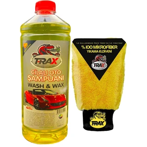 Cilalı Oto Şampuanı ve Yıkama Uygulama Eldiveni %100 Fiber Bez 2'li Set 1 Litre