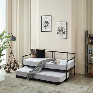 Forte Yavrulu Karyola Daybed Tek-Çift Kişilik Metal Karyola Siyah