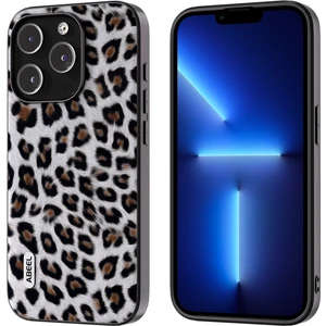 Forestl Digital Iphone 13 Pro Max Telefon Kılıfı Geri Kapak Pu Deri Kaplamalı Tpu+Pc Leopar Doku Telefon Kılıfı Silver (Yurt Dışından)