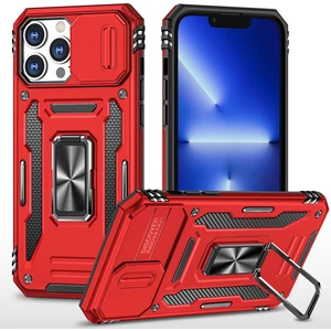 Forestl Digital Iphone 13 Pro Max Telefon Kılıf Önleme Önleme Önleyici Telefon Geri Kapak 6.7 Inç Pc+Tpu Yüzük Kickstand Slayt Kamera Kapak Cep Telefonu Kabini Kırmızı (Yurt Dışından)