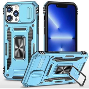 Forestl Digital Iphone 13 Pro Max Telefon Kılıfı Önleme Önleyici Anti-Fingerprint Telefon Geri Kapak 6.7 Inç Pc+Tpu Ring Kickstand Slayt Kamera Kapak Cep Telefonu Kabuk Işık Mavi (Yurt Dışından)