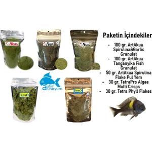 Tropheus Balığı Yemleri 5li Paket (Tetrapro, Tetraphyll, Artakua Spirulina...)