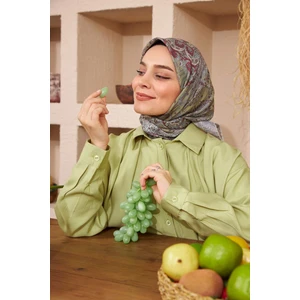 Moda Mevsimi Ipekhan Etnik Serisi Soft Pamuk Viskon Eşarp Yeşil Bordo