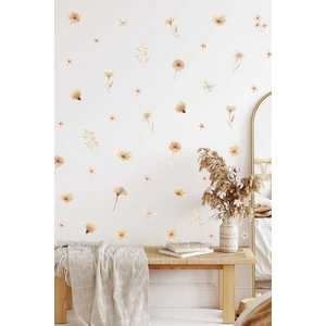 Sticker Ekspres Pastel Boho Çiçek Desenli Suya Dayanıklı Büyük Boy Yapışkanlı Duvar Sticker Seti – Dekoratif Tasarım