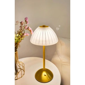 Dekoratif Kristal Şarjlı Şapka Gold LED Abajur, Masa Lambası, Dokunmatik 3 Renk Modu