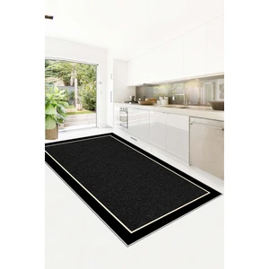 Lavita Home Dijital Baskı Yıkanabilir Kaymaz Siyah Salon Halısı Mutfak Halısı Yolluk ve Paspas