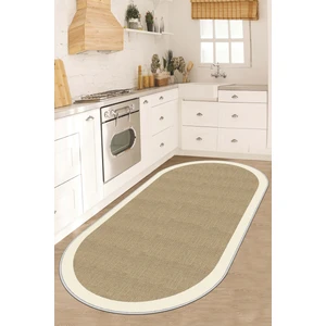 Lavita Home Dijital Baskı Yıkanabilir Kaymaz Bej Oval Salon Halısı Mutfak Halısı Yolluk ve Paspas