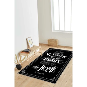Lavita Home Dijital Baskı Yıkanabilir Kaymaz Leke Tutmaz Siyah Mutfak Halısı Yolluk ve Paspas